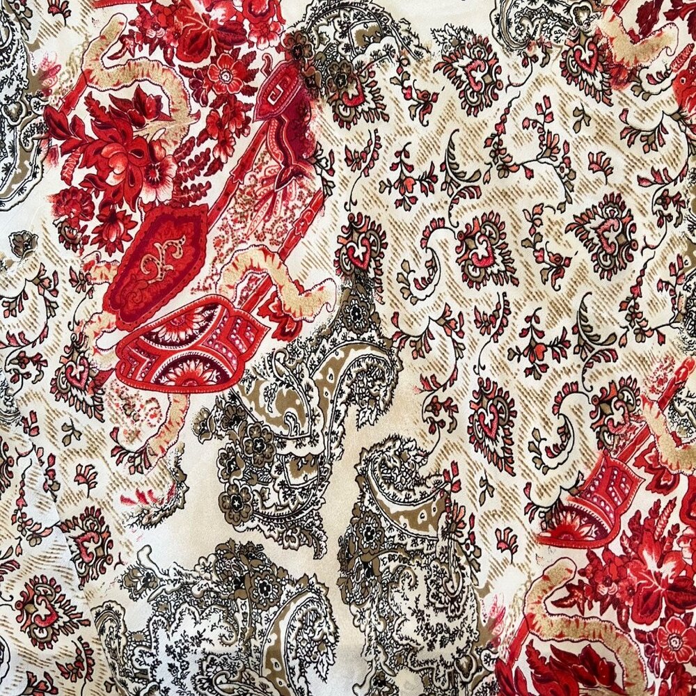 Byer California Paisley Floral Asymmetrical Red & Cream Flowy Lined Skirt M - Picture 7 of 10